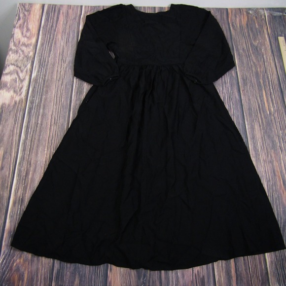 Madewell NEW NWT Womens Petite PXXS Black V Neck Empire Midi Dress - Picture 8 of 8